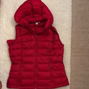 Charter Club Hooded Red Puffer Vest